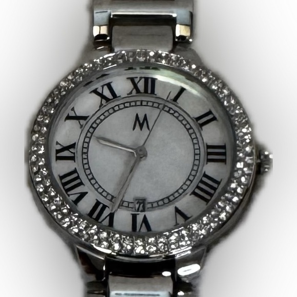 Melania Trump Collection Silver Tone Watch with Rhinestones Roman Numerals NWOT - Picture 4 of 12